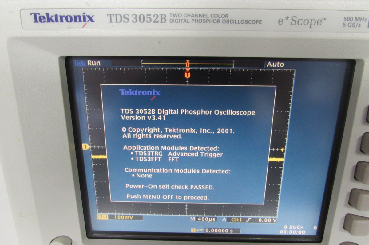 Tektronix TDS3052B Digital Storage Oscilloscope 500MHZ, 5GS/s w/ 1 P6139A ,  include a fresh CALIBRATION