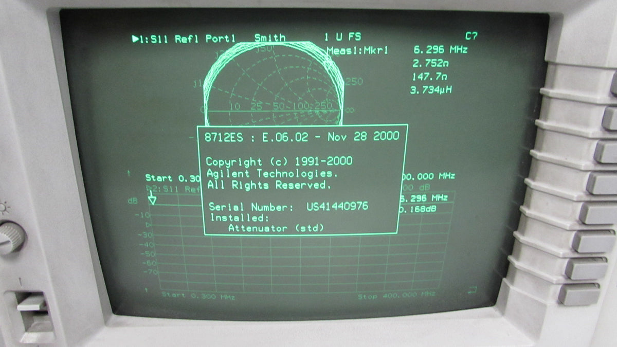 Agilent 8712ES RF Network Analyzer 300 kHz - 1.3Ghz, Opt STD