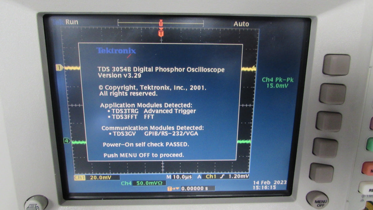 Tektronix TDS3054B DPO OSCILLOSCOPE, 500MHZ, 5GS/S, 4CH, TDS3GV, 2 P6139A,  include a fresh CALIBRATION