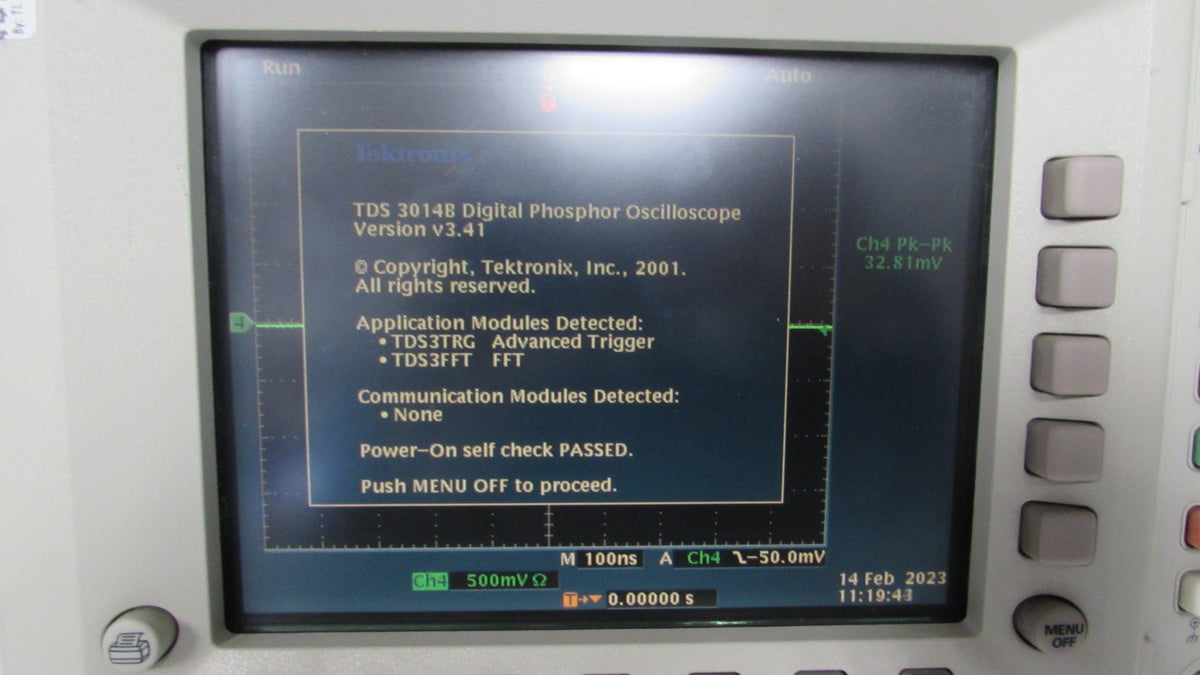 Tektronix TDS3014B OSCILLOSCOPE; DPO, 100 MHZ, 1.25GS/SS, 4-CH, COLOR  DISPLAY, include a fresh CALIBRATION