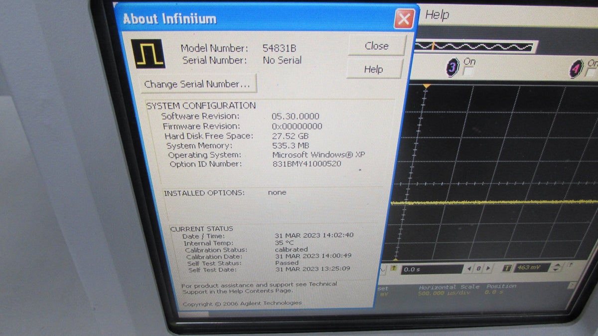 Agilent 54831B Infinium Digital Oscilloscope, 600 MHz, 4 GSa/s, 4 Channel,  1160A